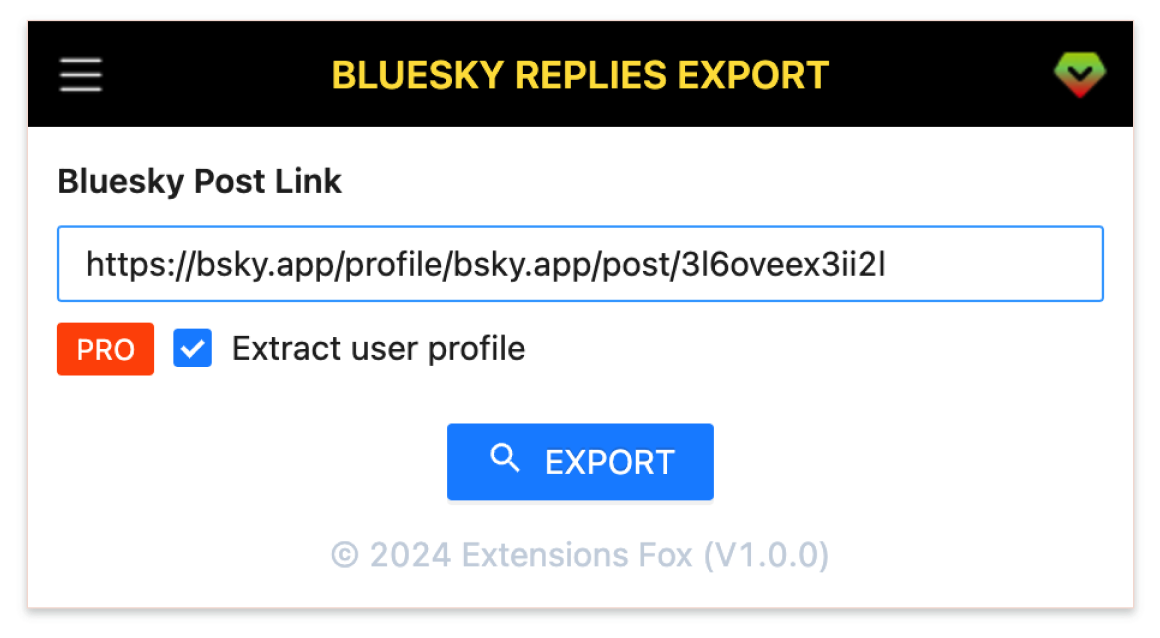 Bluesky Replies Export Tool Screenshot